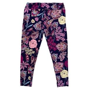 LuLaRoe Floral Print Butter Soft Leggings TC2 Plus Stretchy Comfy Colorful